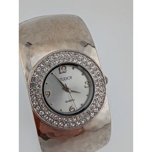 Studio Time Watch Women Hammered Bangle Band Crystal Bezel- New Battery